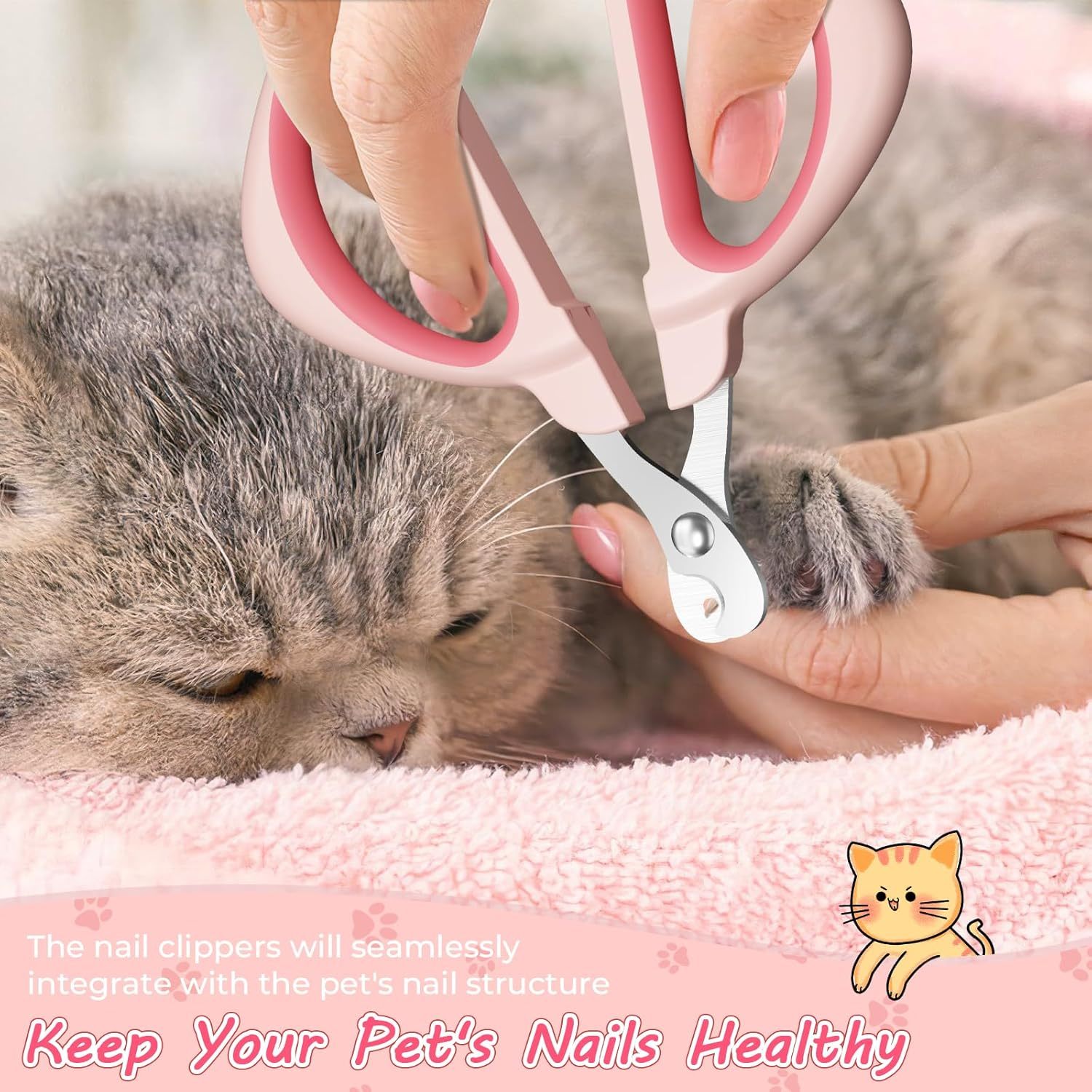 Cat Nail Clipper Cat Nail Trimmer With Positioning Round Hole Sharp Non Slip Handle Cat Claw Clipper Safe Indoor Cat Nail Clipper Pet Nail Clipper For Cats, Puppies And More Animals - Image 7