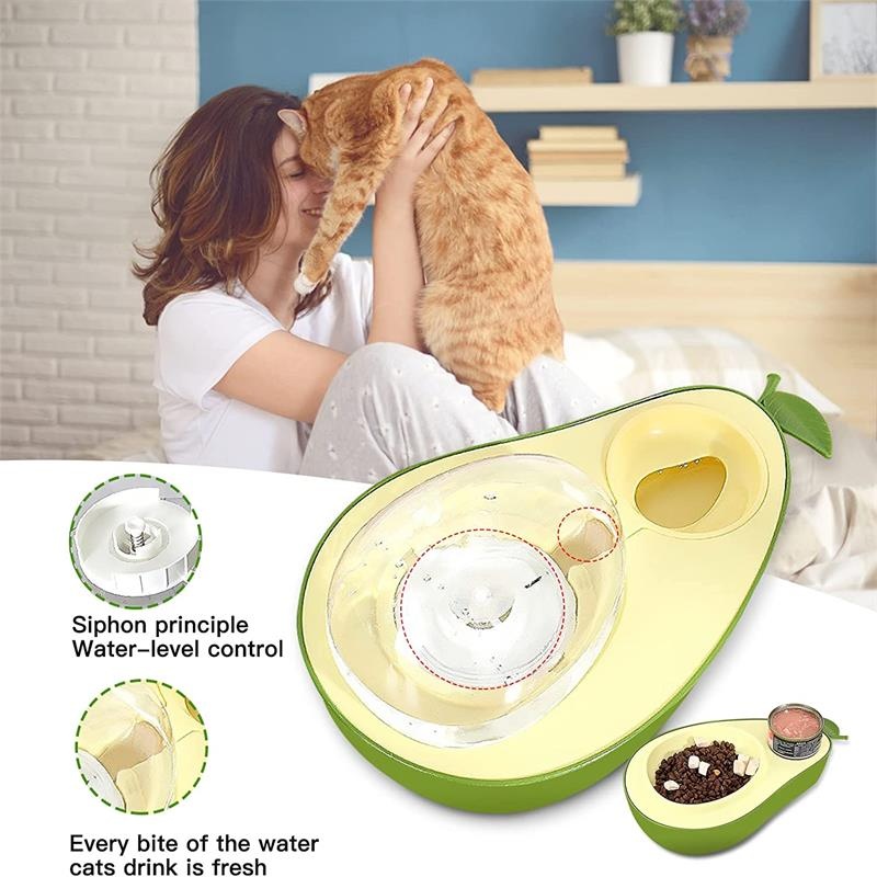 Automatic Drinking Water Bottle Pet Feeder Avocado Shape Kitten Slow Food Feeding Bowl Small Pets Feeder - Image 2